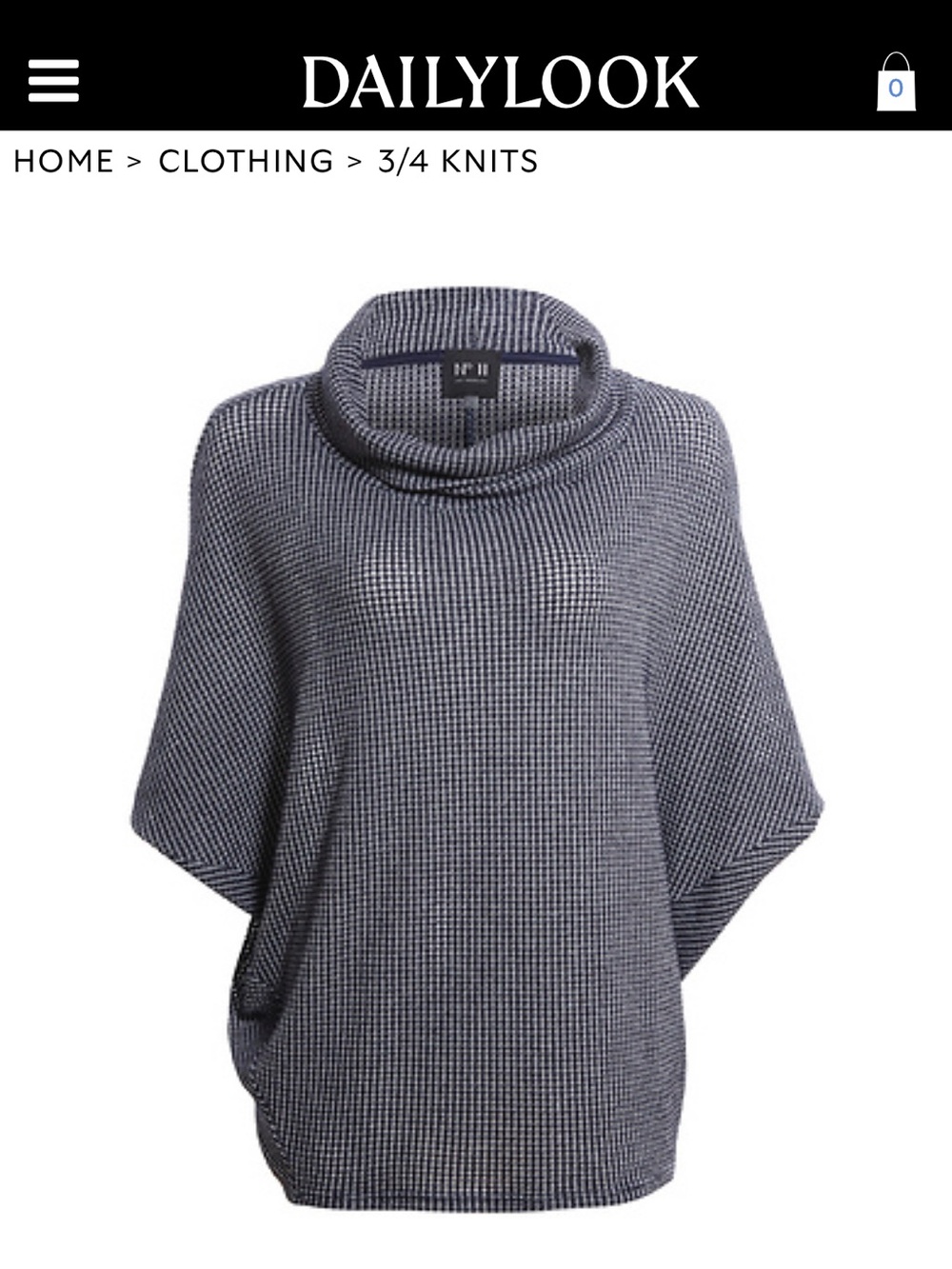 No 11 (DailyLook) XL Cowl Neck Dolman Sleeve Sweater - Navy